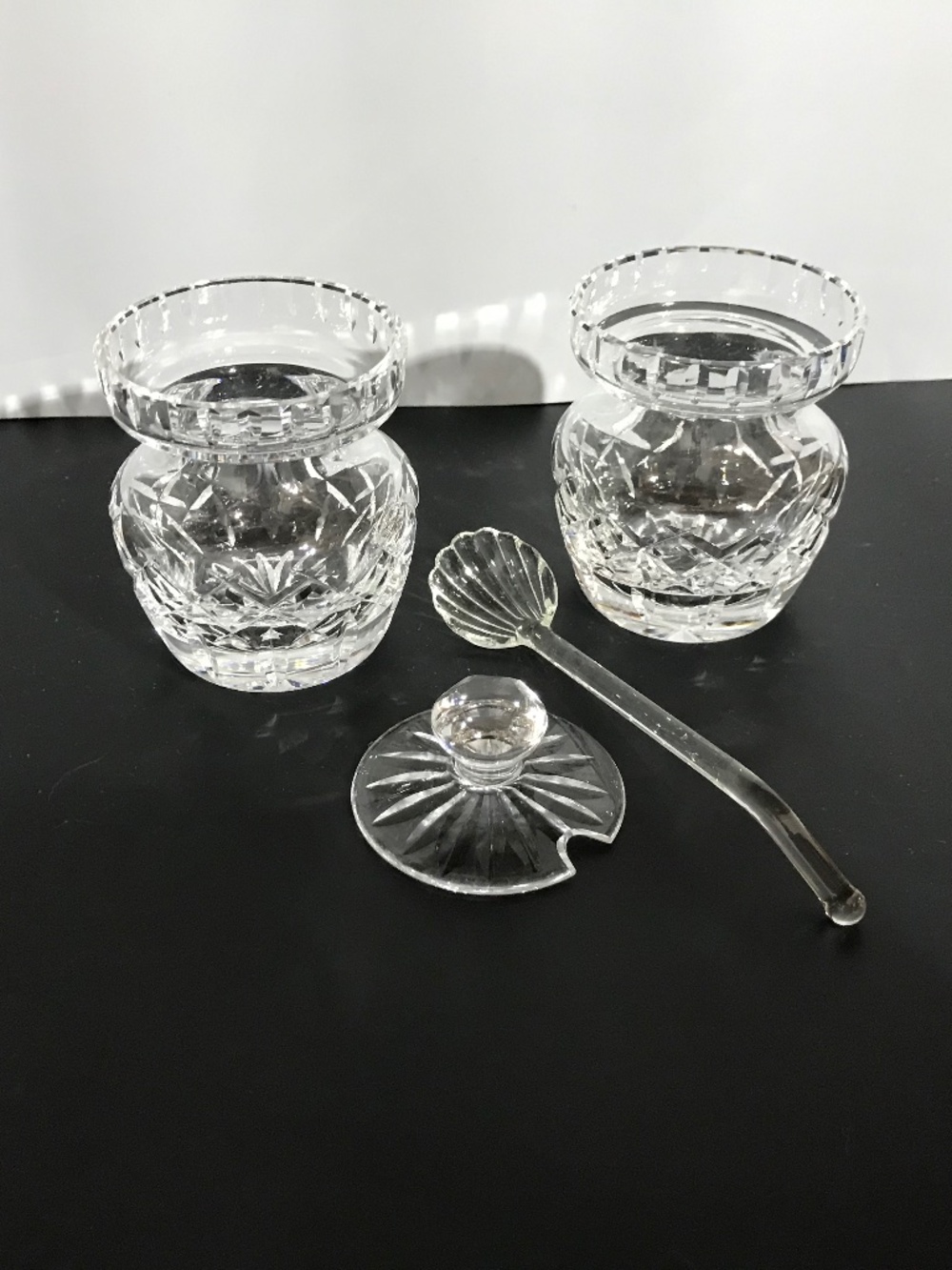Vintage Waterford Crystal Lismore Salt & Pepper Shakers AND Two Condiment Pots - Picture 7 of 13